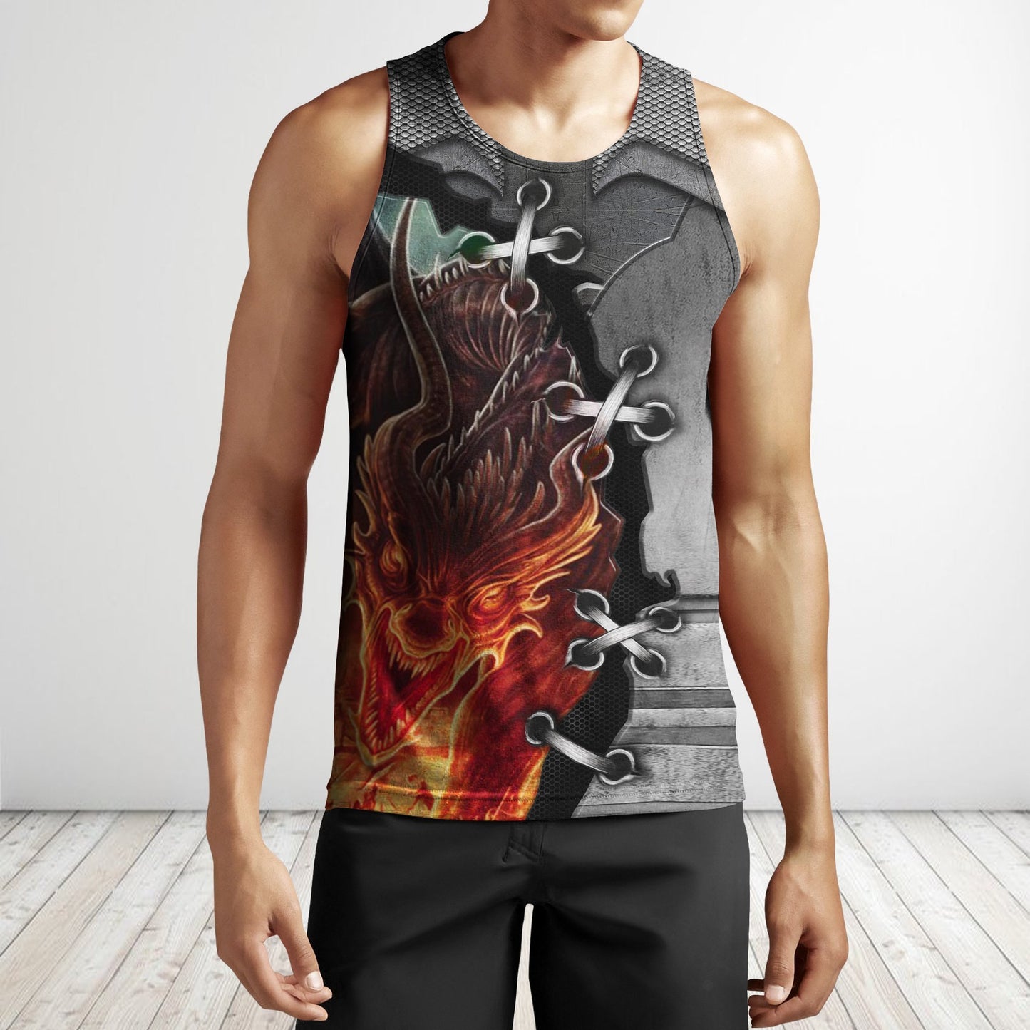 3D Tattoo and Dungeon Dragon Hoodie HAC111202-Apparel-NM-Men's tank top-S-Vibe Cosy™