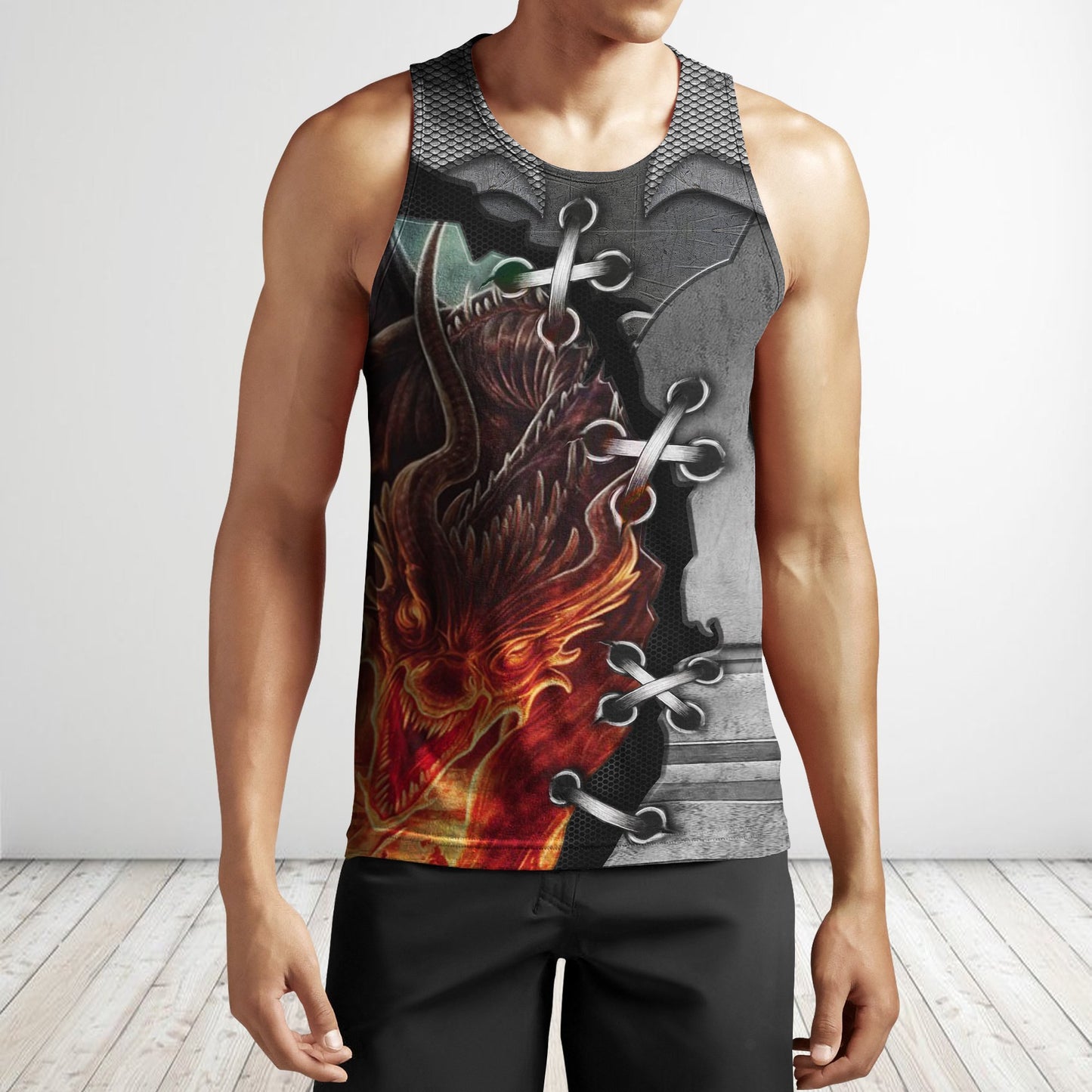 3D Tattoo and Dungeon Dragon Hoodie HAC111201-Apparel-NM-Men's tank top-S-Vibe Cosy™