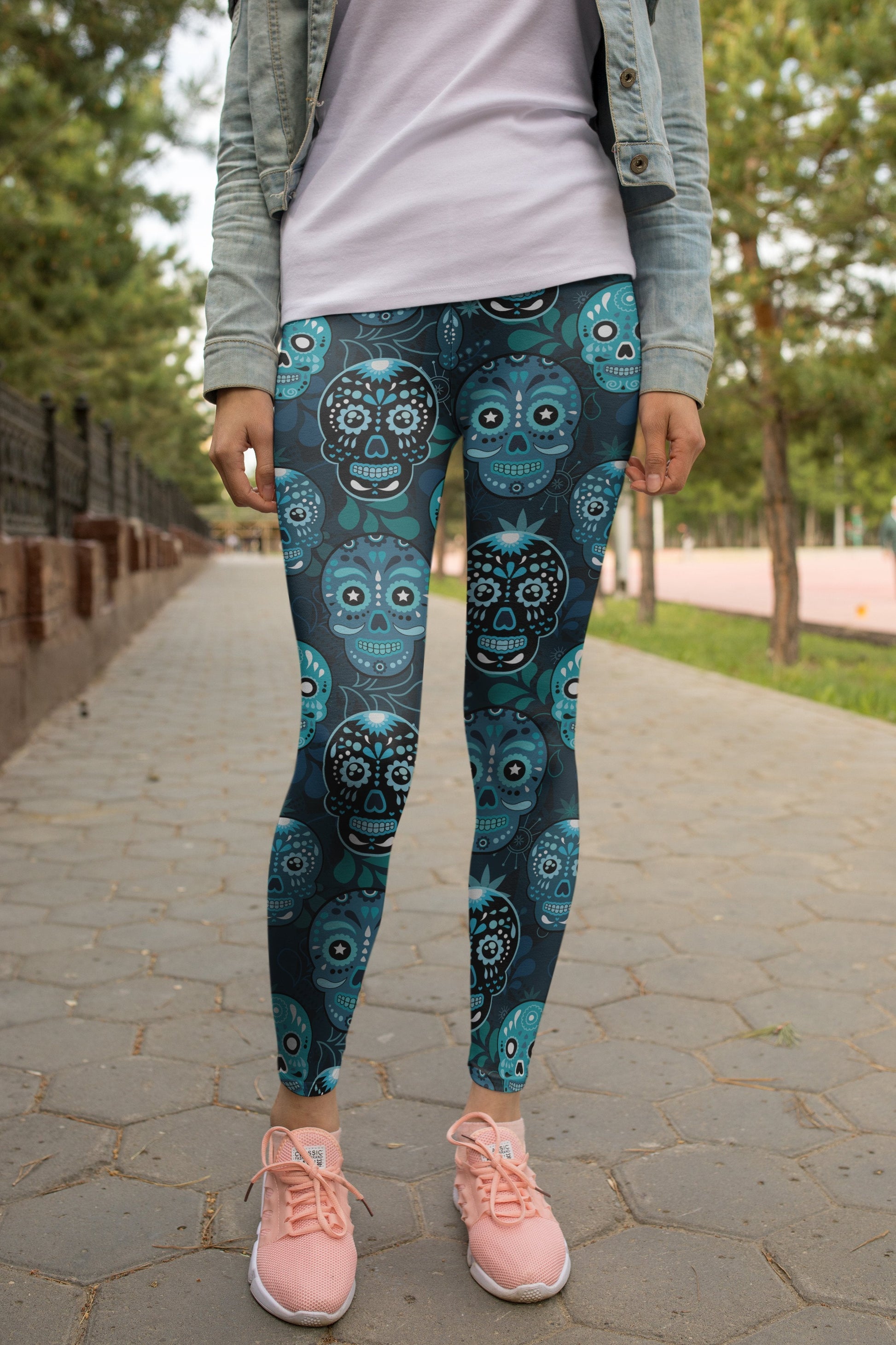 3D All Over Print Blue Skull Legging - Amaze Style™-Apparel