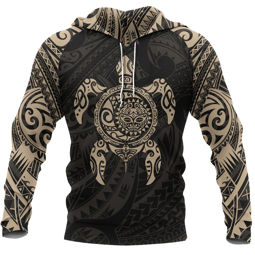 Turtle Maori Tattoo All Over Hoodie Gold NVD - Amaze Style™-Apparel