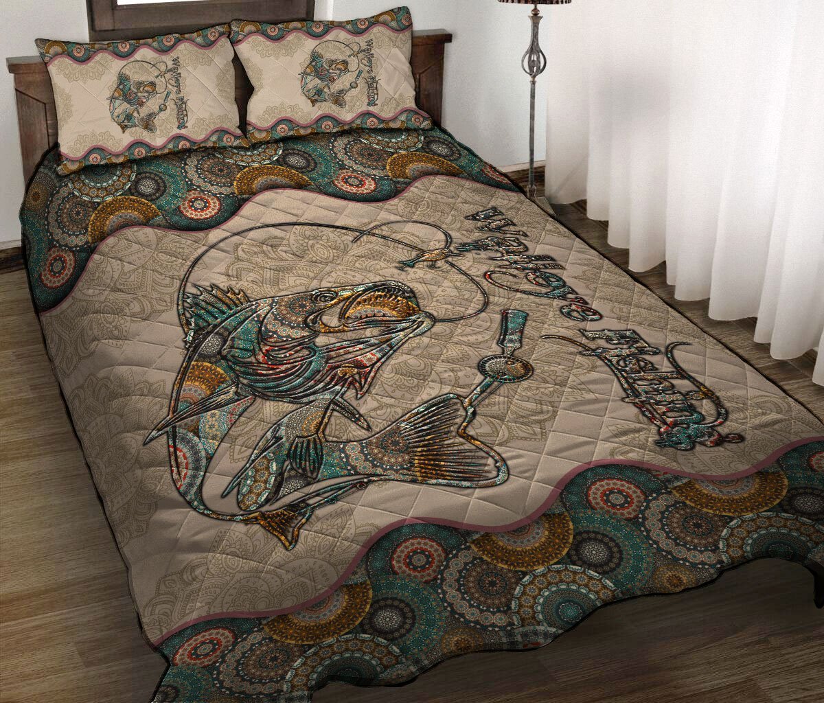 Walleye Fishing Mandala Vintage quilt bedding set HAC260403-Quilt-Huyencass-King-Vibe Cosy™
