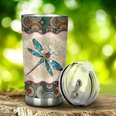 Beautiful Dragonfly-Vintage Mandala Premium Stainless Steel Tumbler TA040810 - Amaze Style™-Tumbler