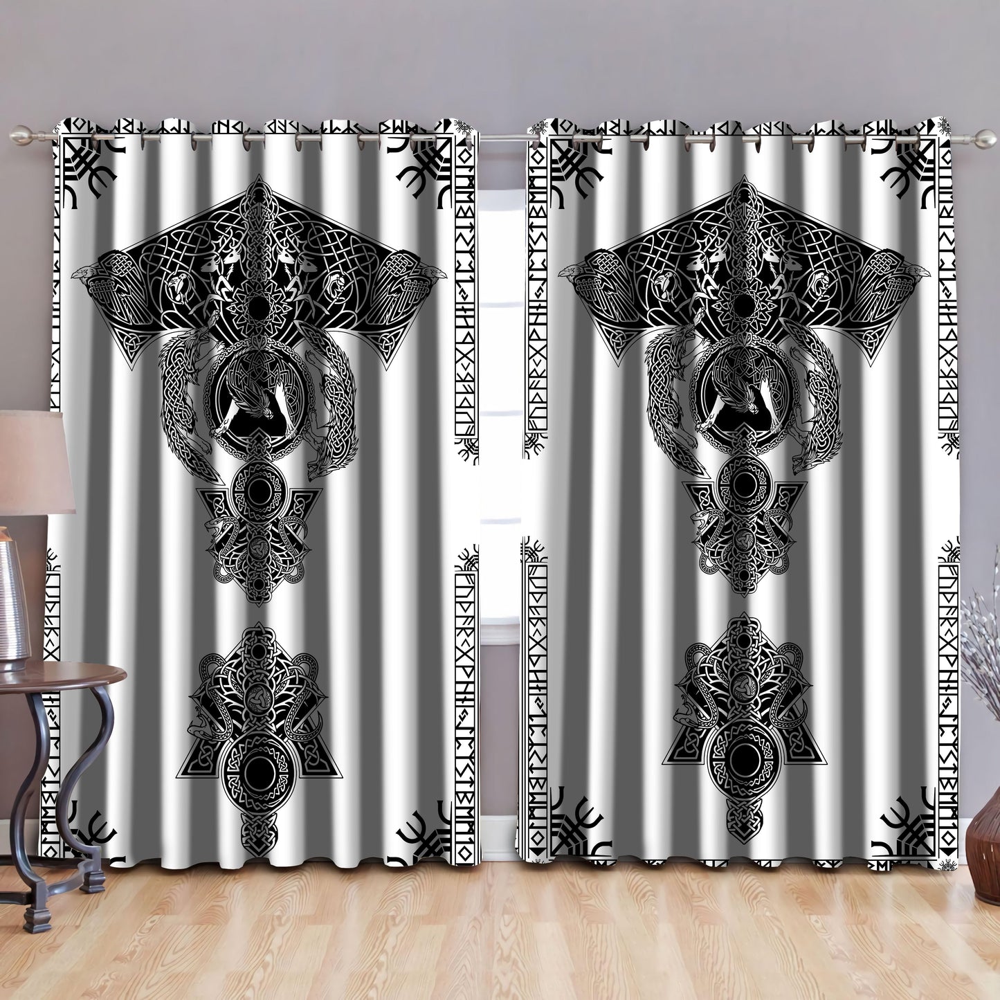 Viking Tattoo Blackout Thermal Grommet Window Curtains