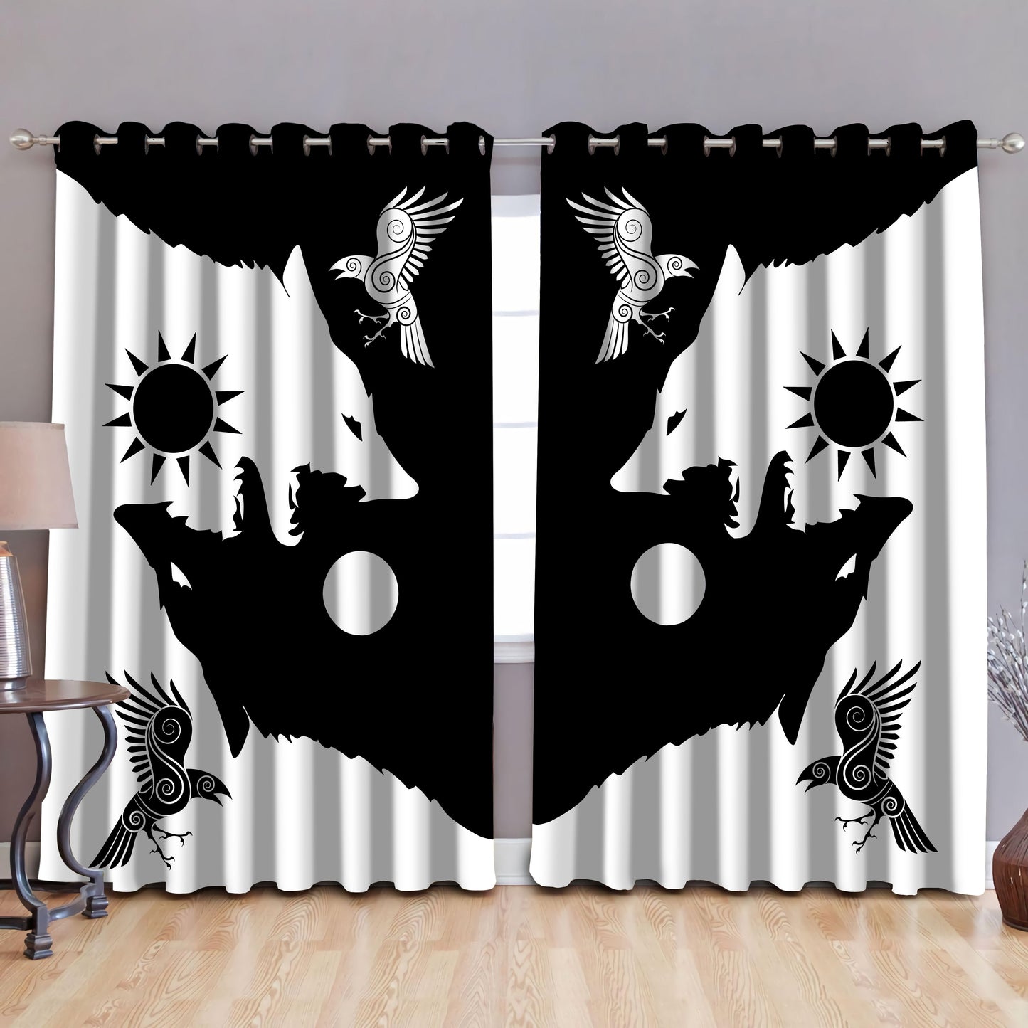Vikings - Skoll and Hati Blackout Thermal Grommet Window Curtains