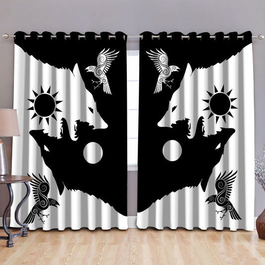 Vikings - Skoll and Hati Blackout Thermal Grommet Window Curtains