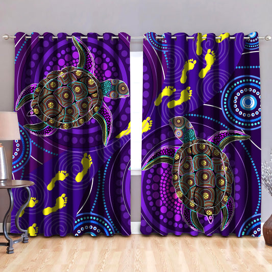 Aboriginal Purple Turtles Indigenous Painting Art Thermal Grommet Window Curtains