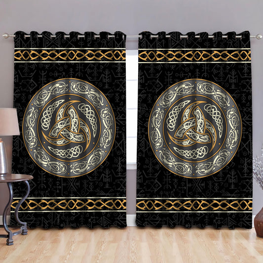Vikings - Triskele Celtic Knot Rune Thermal Grommet Window Curtains