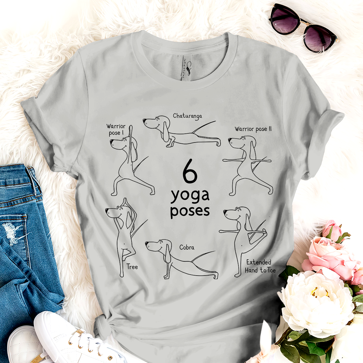 Dog T-shirt 6 Yoga Poses Yoga Lovers TH