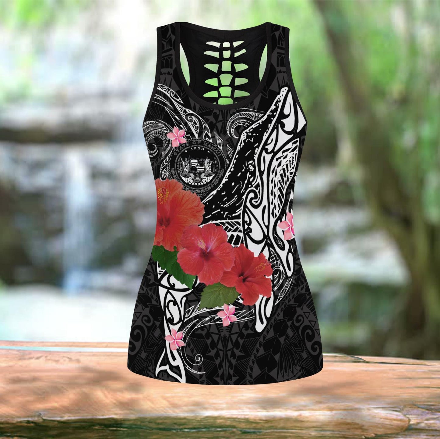 Amazing Humpback Whale with Hibiscus Legging & Tank top-ML-Apparel-ML-No Legging-S-Vibe Cosy™