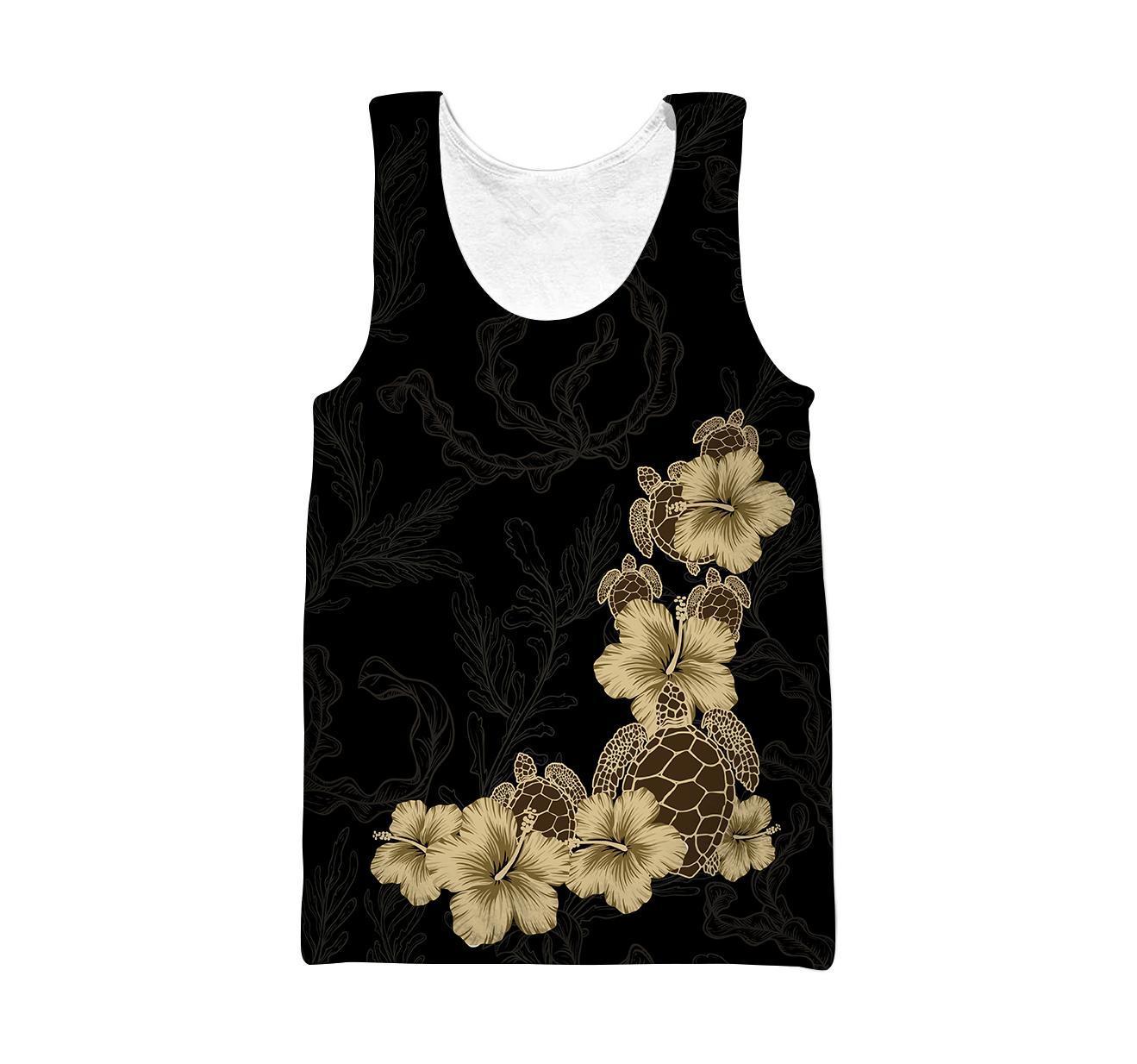 Amazing Polynesian Turtle Hibiscus Hoodie ML