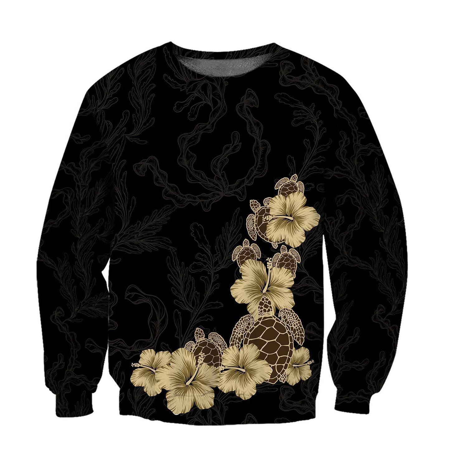 Amazing Polynesian Turtle Hibiscus Hoodie ML