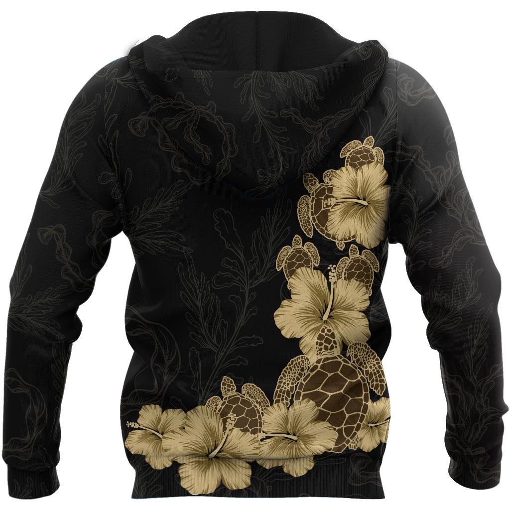Amazing Polynesian Turtle Hibiscus Hoodie ML