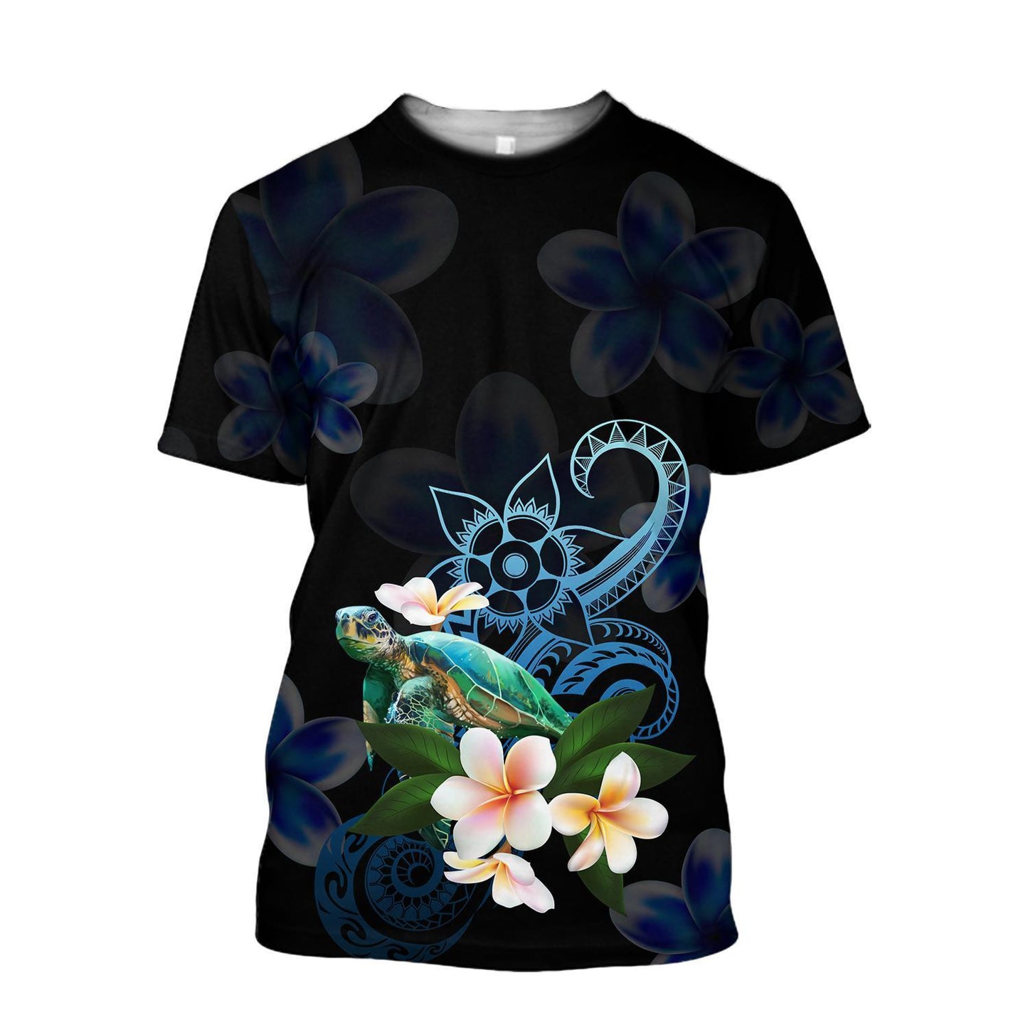 Amazing Polynesian Turtle With Plumeria Flowers Hoodie ML