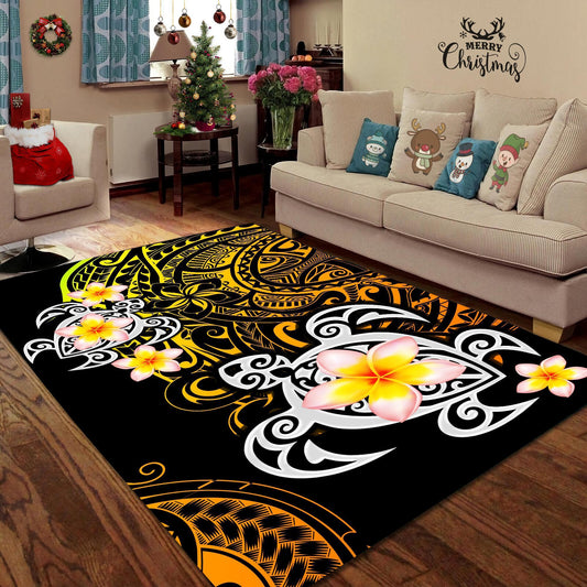 Amazing Polynesian Tattoo Turtle Rug ML
