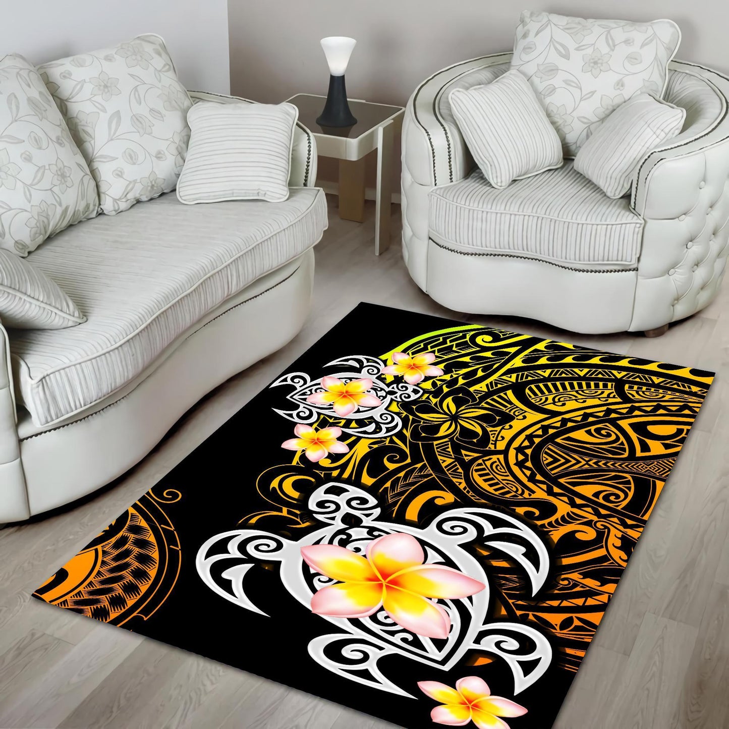 Amazing Polynesian Tattoo Turtle Rug ML