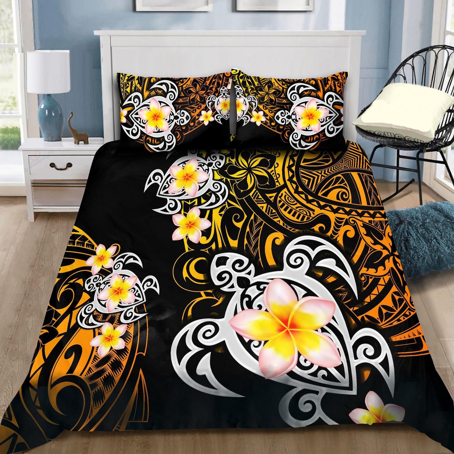 Amazing Polynesian Tattoo Turtle Bedding Set ML