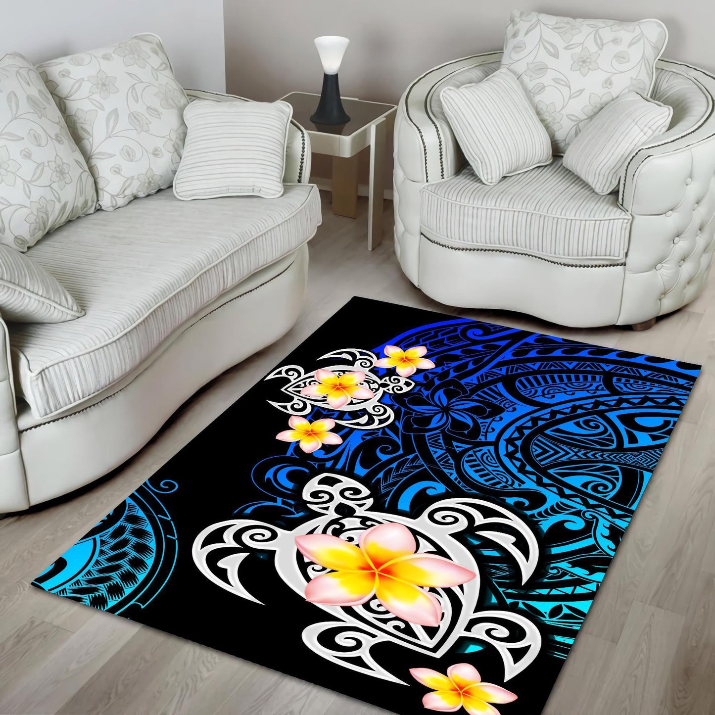 Amazing Polynesian Tattoo Deep Sea Turtle Rug ML