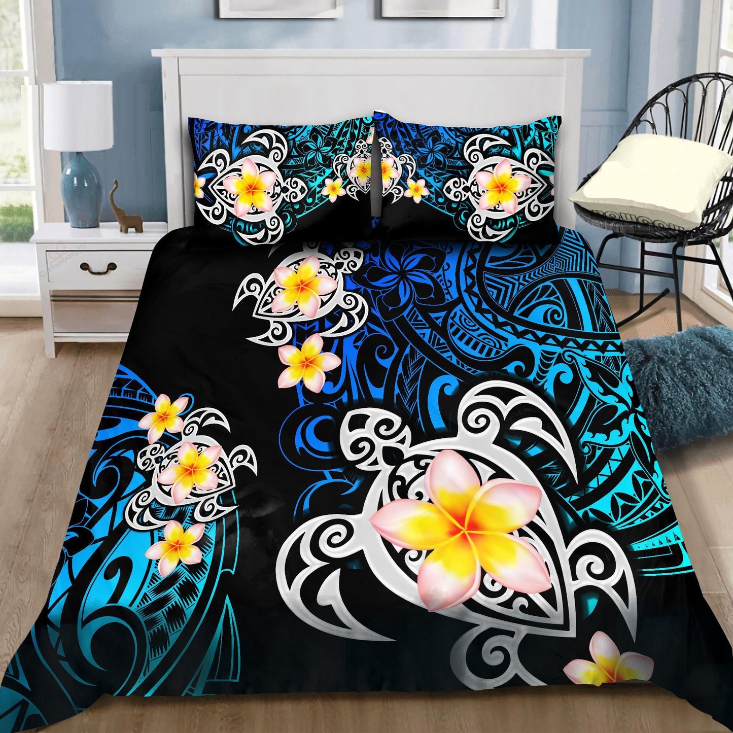Amazing Polynesian Tattoo Deep Sea Turtle Bedding Set ML