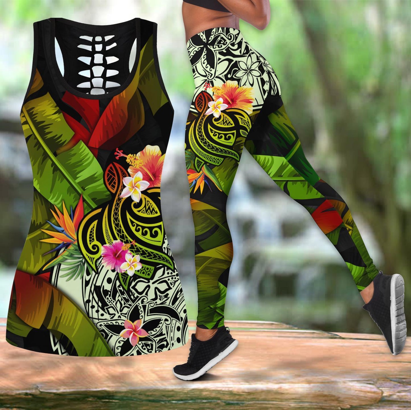 Amazing Turtle Polynesian Over Printed Legging & Tank top ML