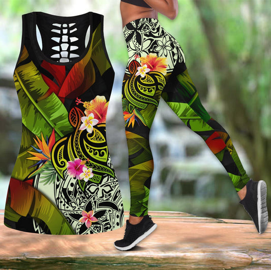 Amazing Turtle Polynesian Over Printed Legging & Tank top ML