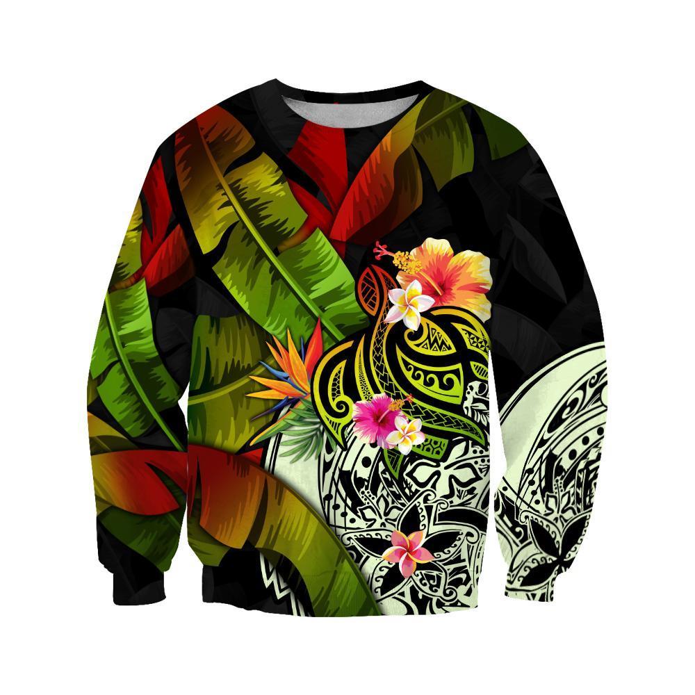 Amazing Turtle Polynesian Over Printed Hoodie Tshirt for Men and Women ML