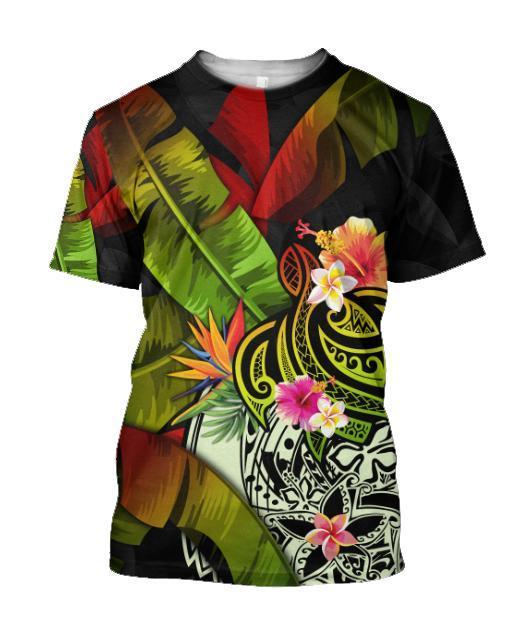 Amazing Turtle Polynesian Over Printed Hoodie Tshirt for Men and Women ML