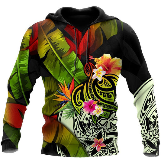 Amazing Turtle Polynesian Over Printed Hoodie Tshirt for Men and Women ML