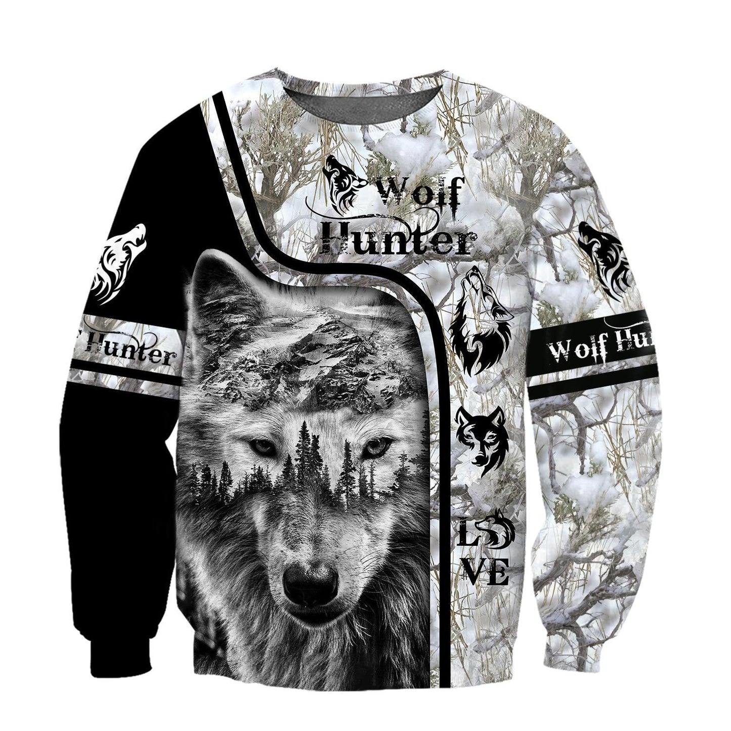 Wolf Hunter 3D Over Printed Hoodie Tshirt for Men and Women-ML