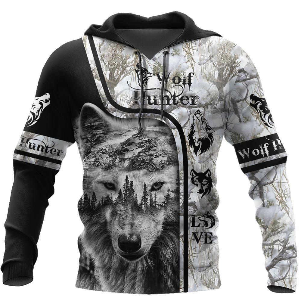 Wolf Hunter 3D Over Printed Hoodie Tshirt for Men and Women-ML
