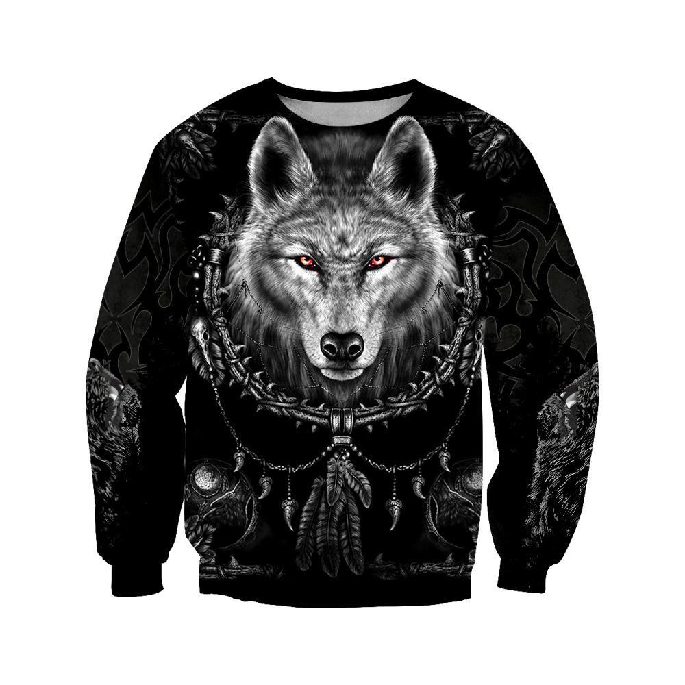 Black Wolf 3D Over Printed Hoodie for Men and Women-ML