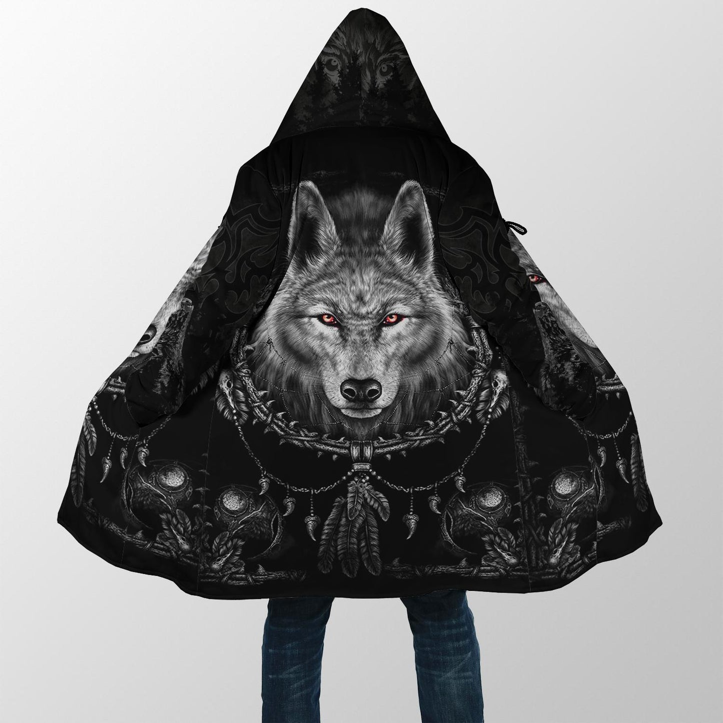 Black Wolf 3D Over Printed Hoodie for Men and Women-ML