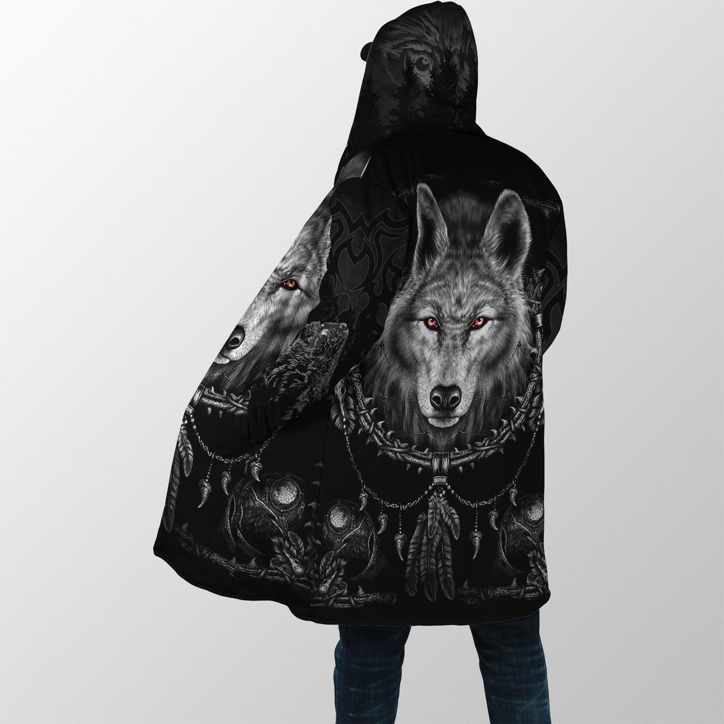 Black Wolf 3D Over Printed Hoodie for Men and Women-ML