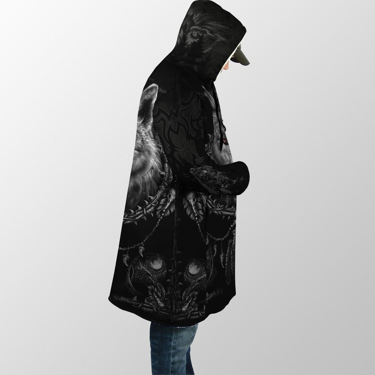Black Wolf 3D Over Printed Hoodie for Men and Women-ML