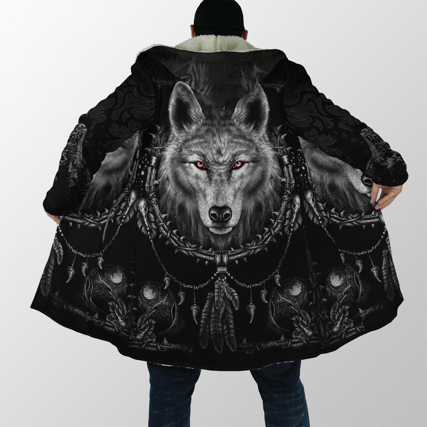Black Wolf 3D Over Printed Hoodie for Men and Women-ML