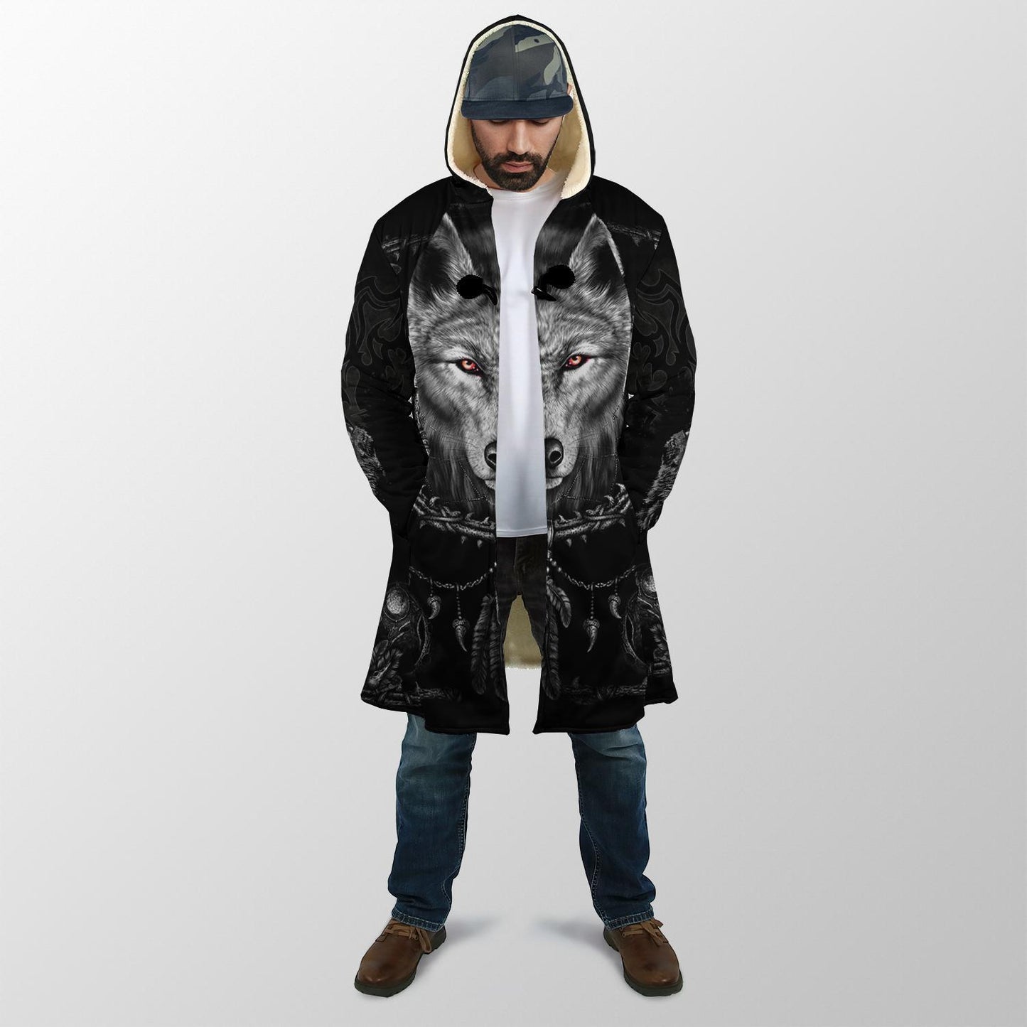 Black Wolf 3D Over Printed Hoodie for Men and Women-ML