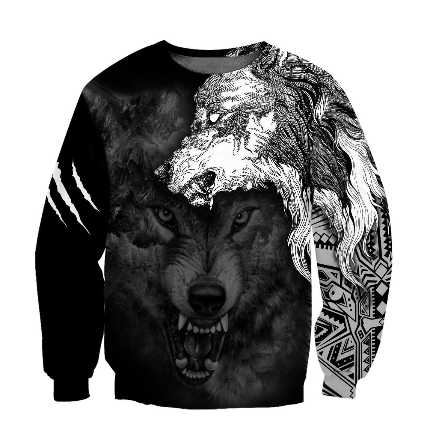 Wolf Spirit Tattoo 3D Over Printed Hoodie for Men and Women-ML