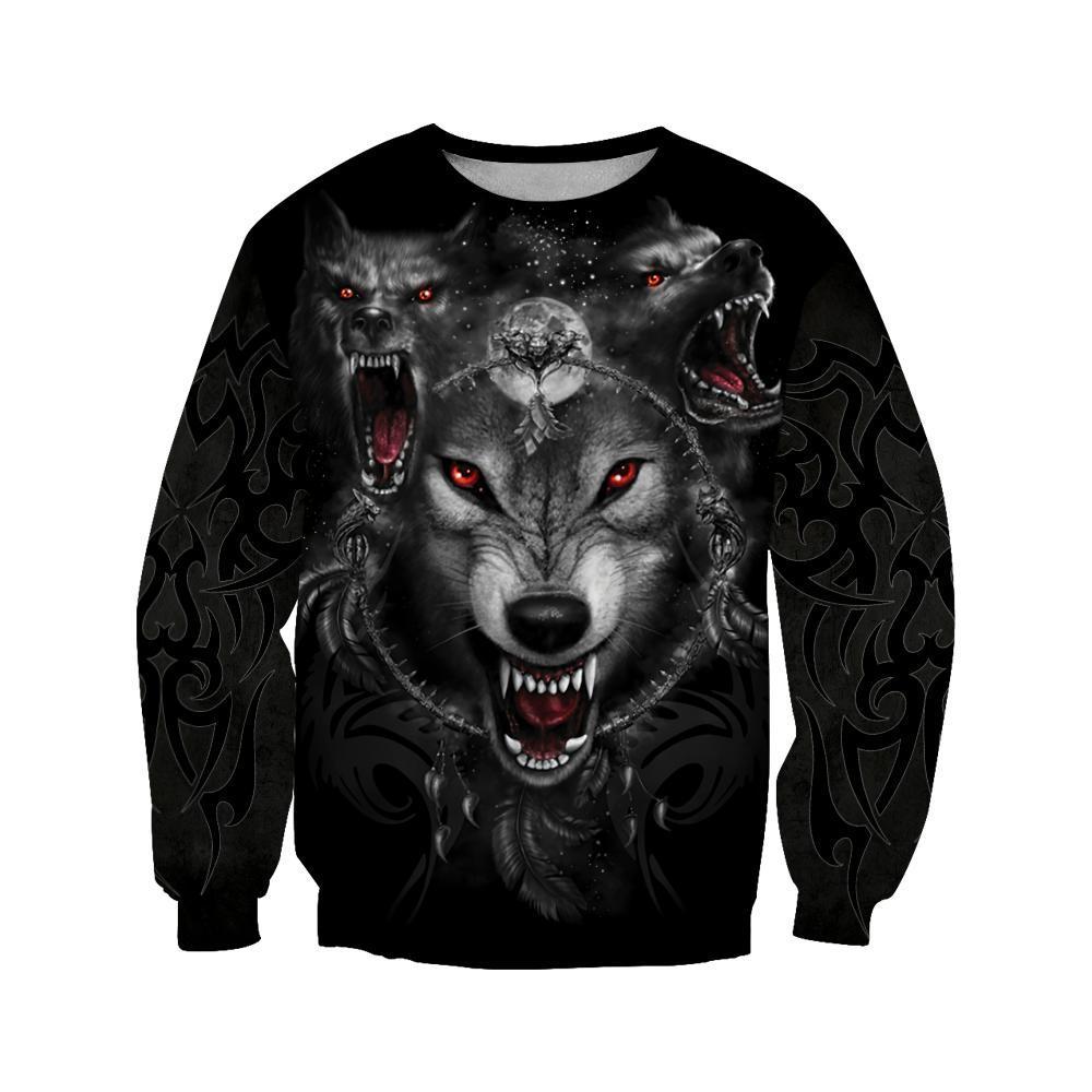 Black Wolf Nightmare 3D Over Printed Hoodie for Men and Women-ML