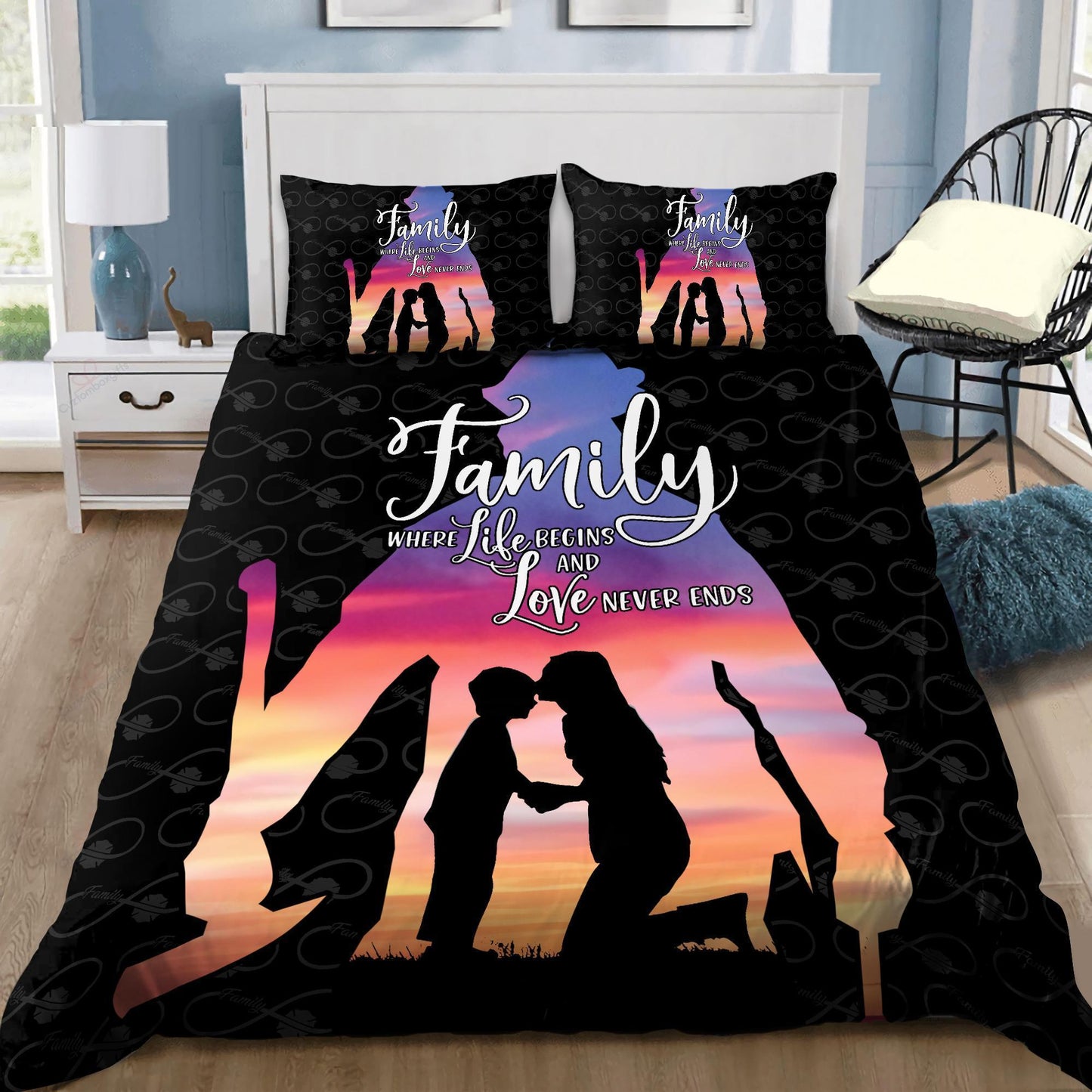 Happy Family Of Firefighter Lover Bedding Set
