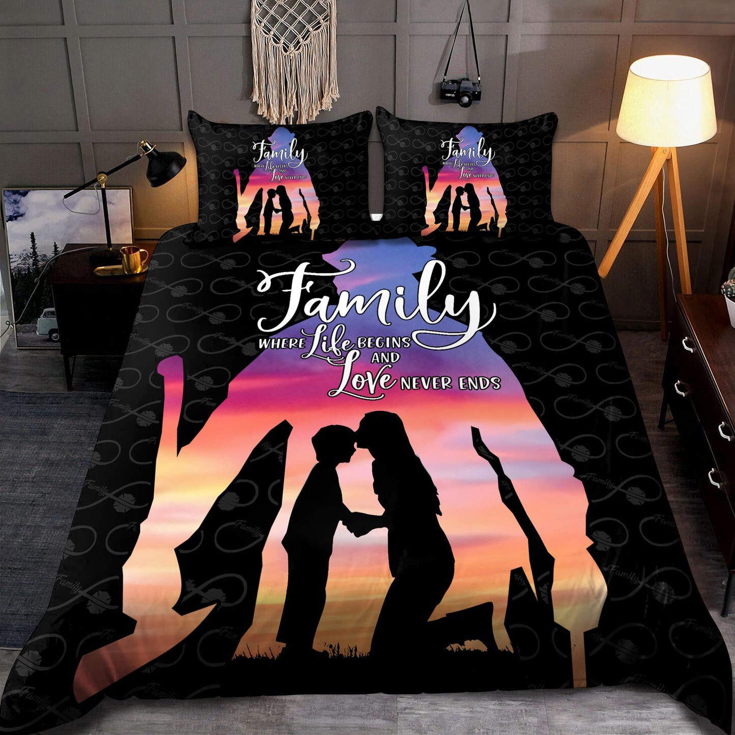 Happy Family Of Firefighter Lover Bedding Set