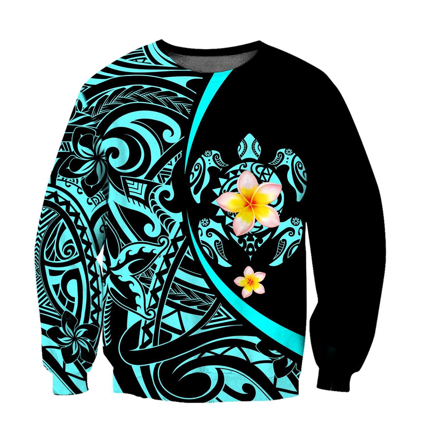 Amazing Polynesian Sea Turtle Tattoo & Hibiscus Hoodie Tshirt for Men and Women