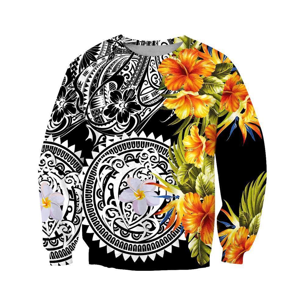 Amazing Polynesian Turtle Tattoo & Hibiscus Hoodie Tshirt for Men and Women ML