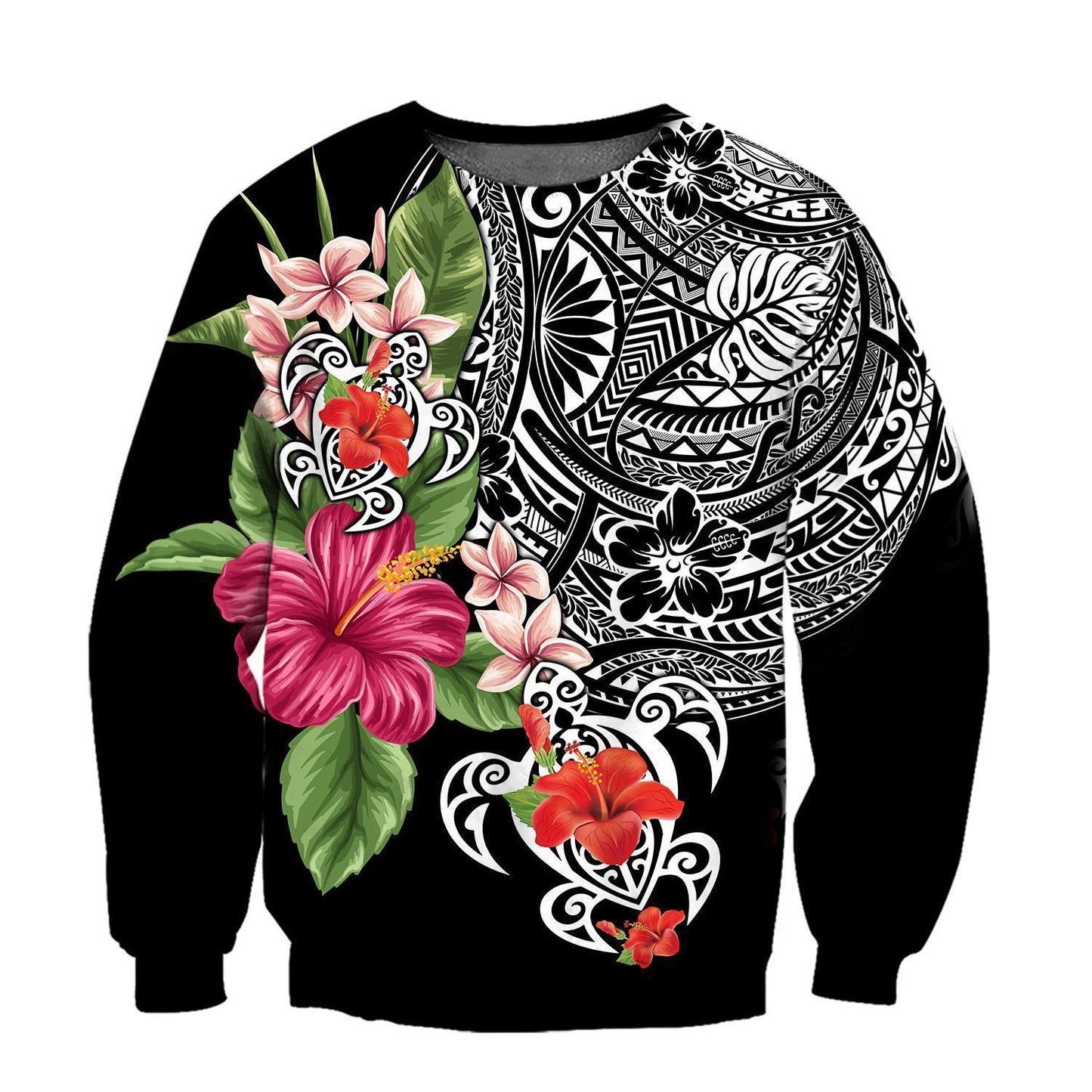 Amazing Polynesian Tattoo & Hibiscus Hoodie Tshirt for Men and Women ML