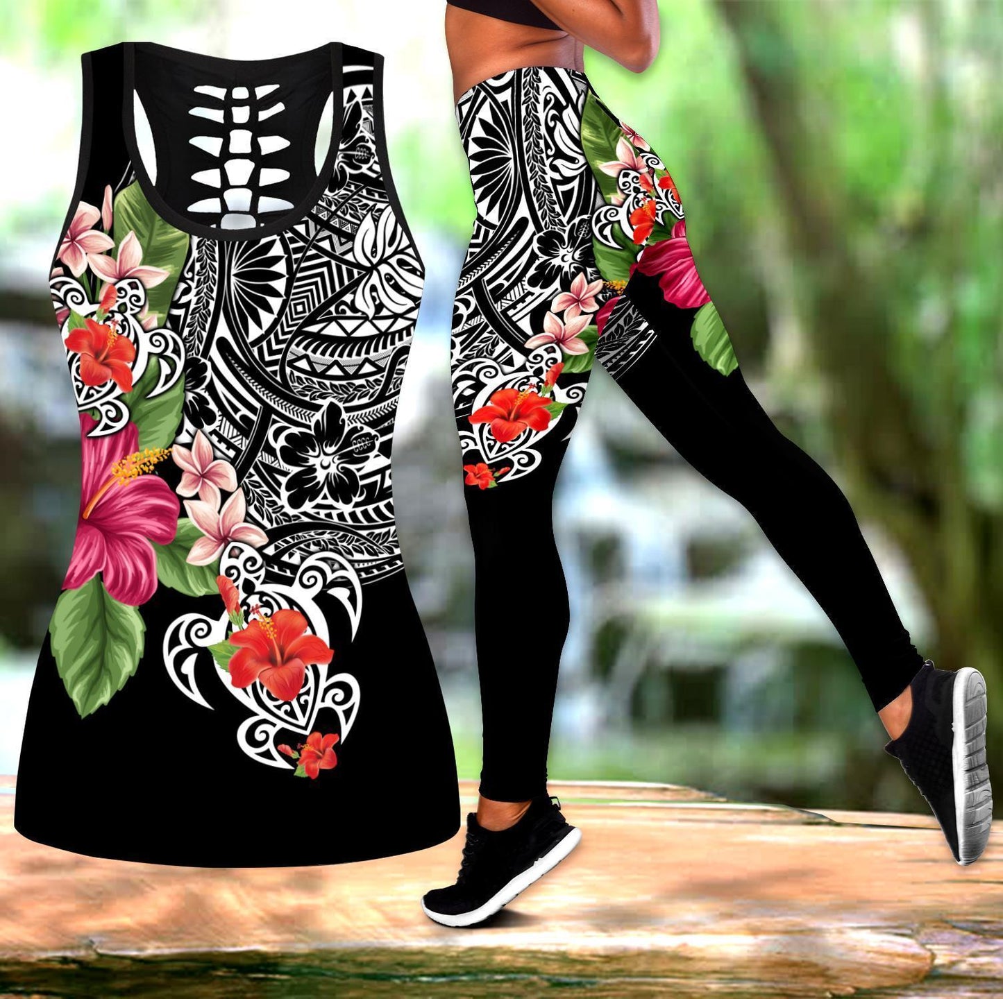 Amazing Polynesian Tattoo & Hibiscus Legging & Tank top ML