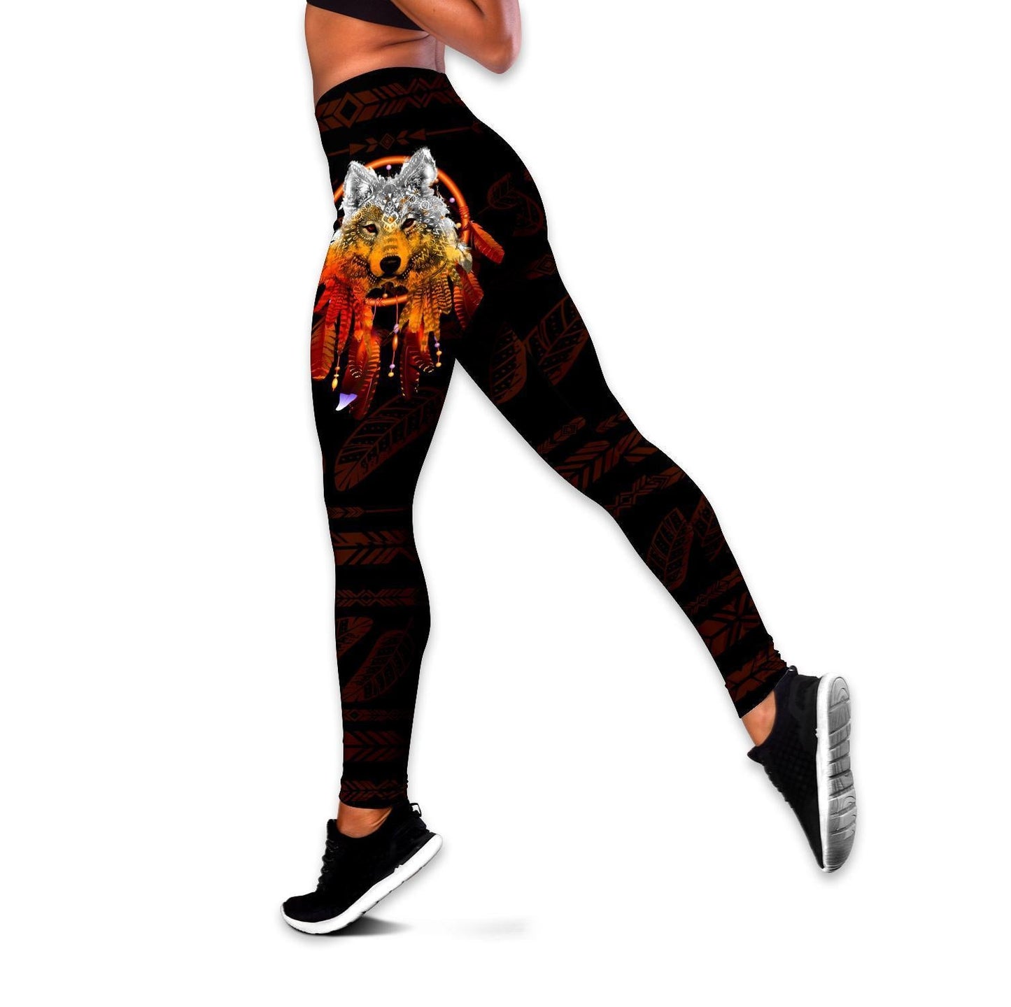 Wolf Native 3D Over Printed Legging & Tank top-ML