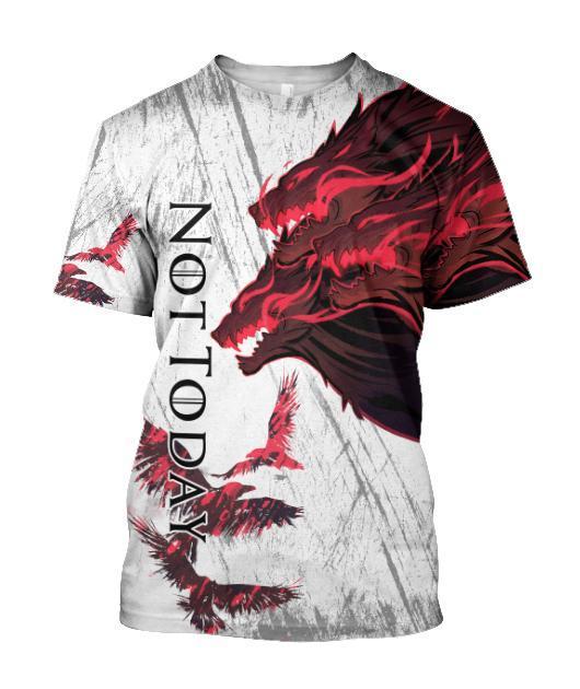 Blood Wolf Not Today & Raven 3D Over Printed Hoodie for Men and Women-ML