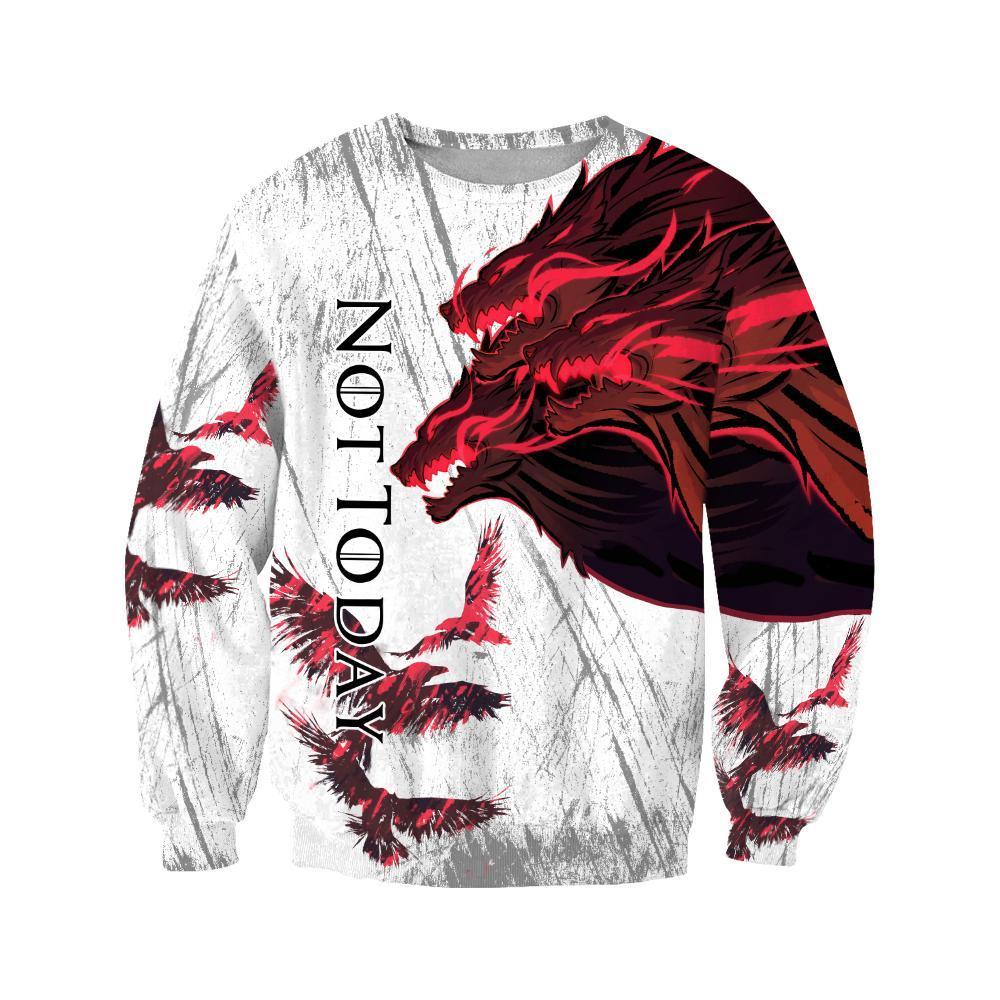Blood Wolf Not Today & Raven 3D Over Printed Hoodie for Men and Women-ML