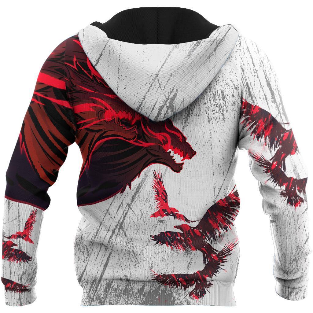 Blood Wolf Not Today & Raven 3D Over Printed Hoodie for Men and Women-ML