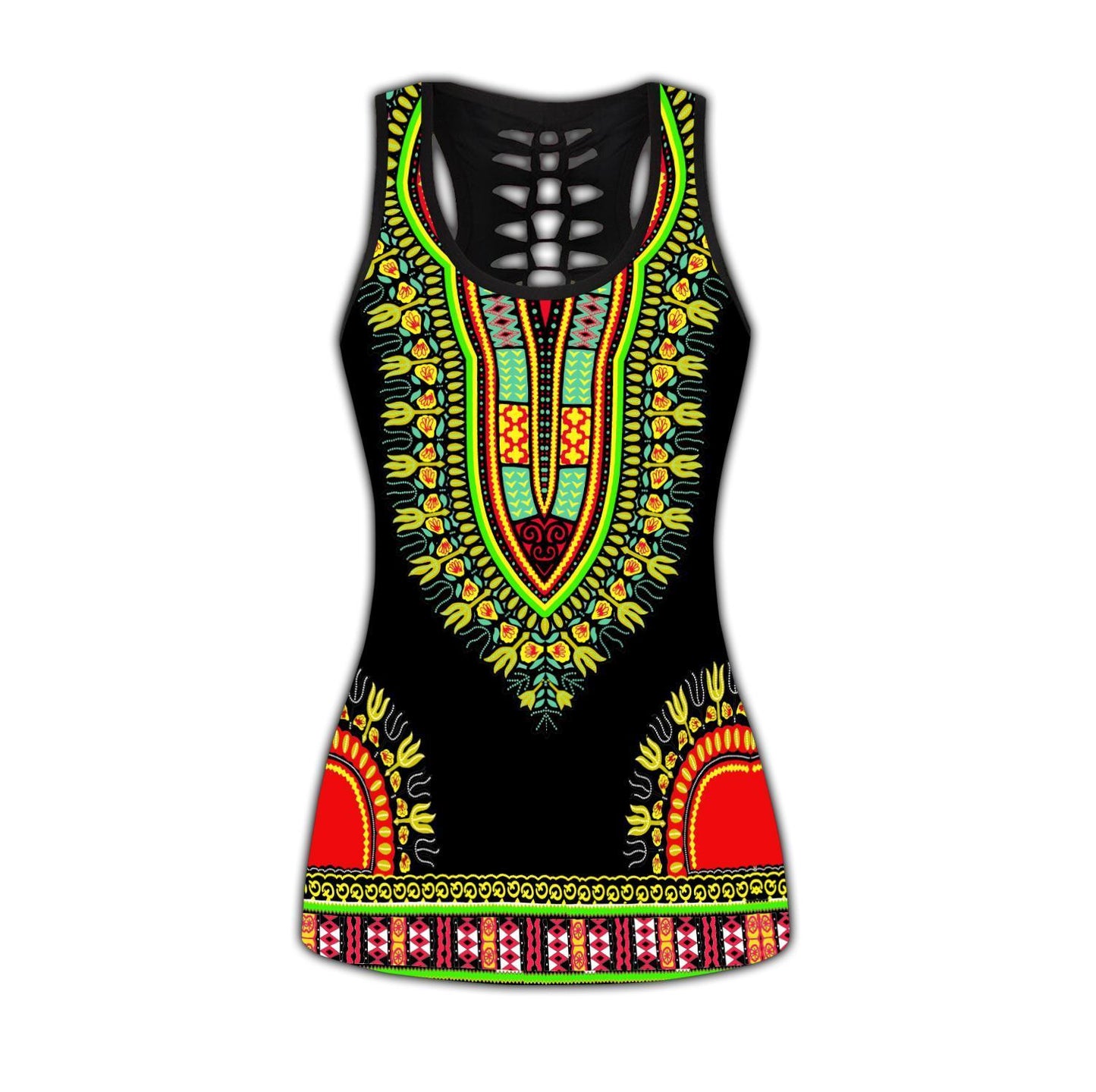 African Dashiki Pattern 3D Over Printed Legging & Tank top