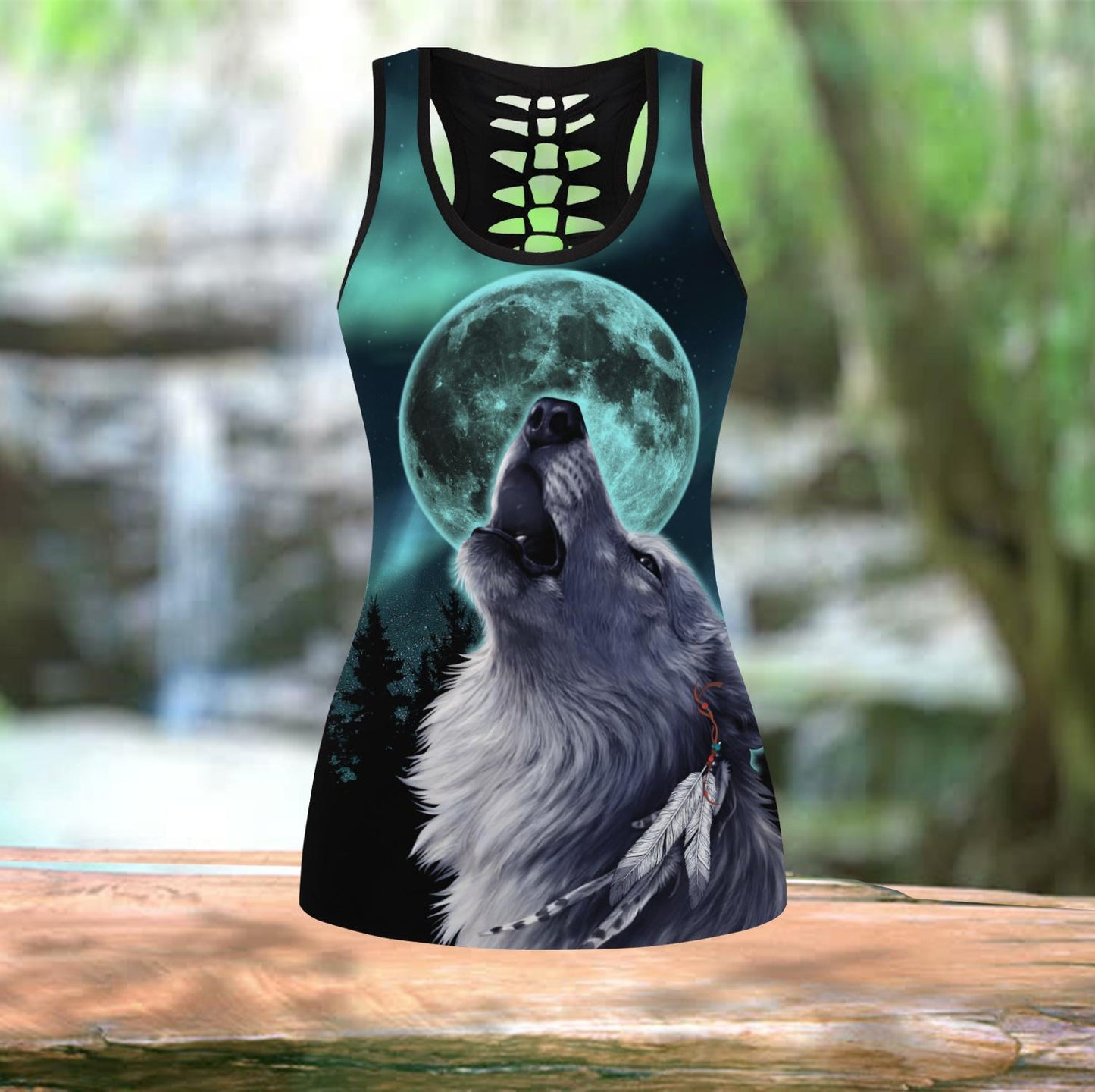Wolf and Moon 3D Over Printed Legging & Tank top-ML