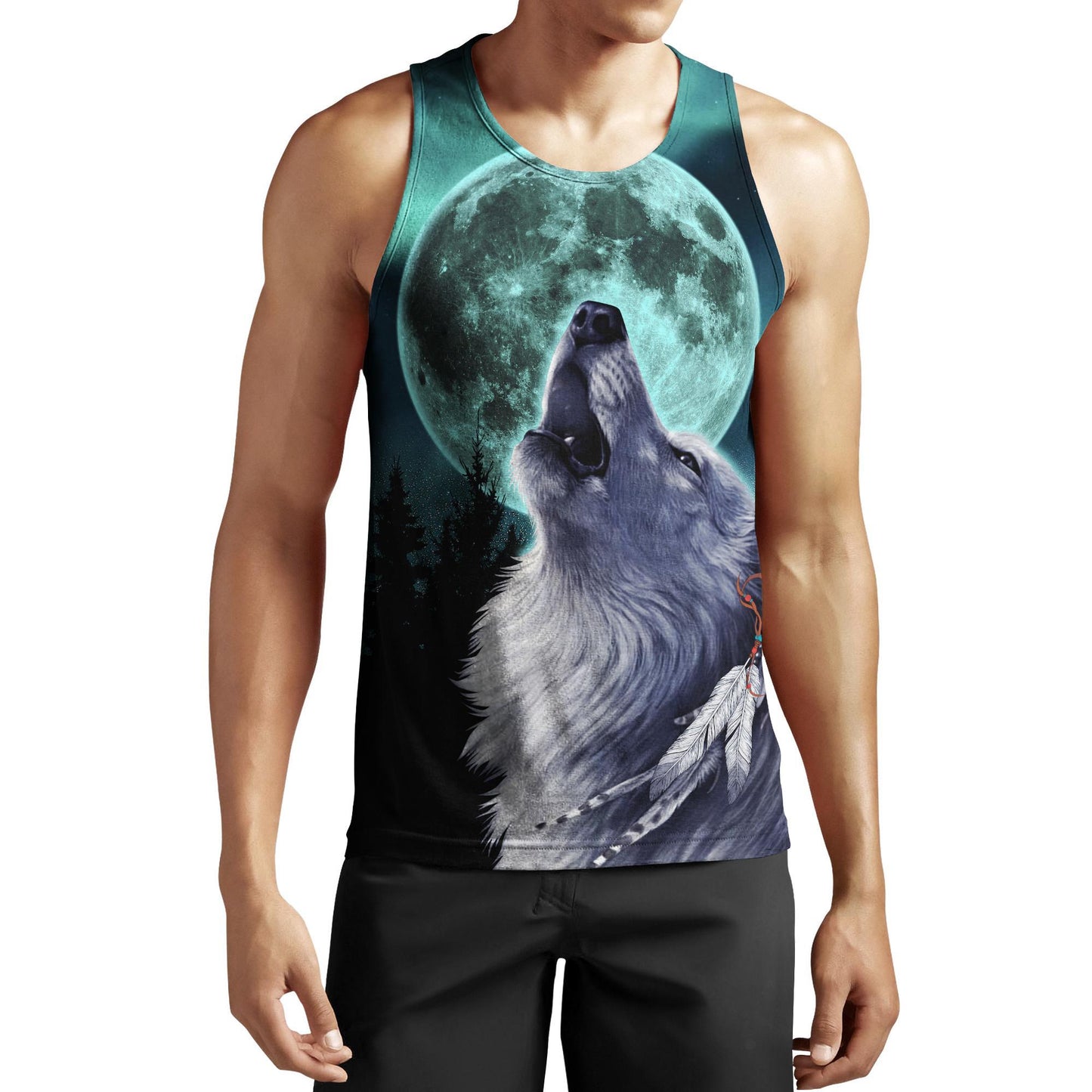 Wolf and Moon 3D Over Printed Hoodie for Men and Women-ML
